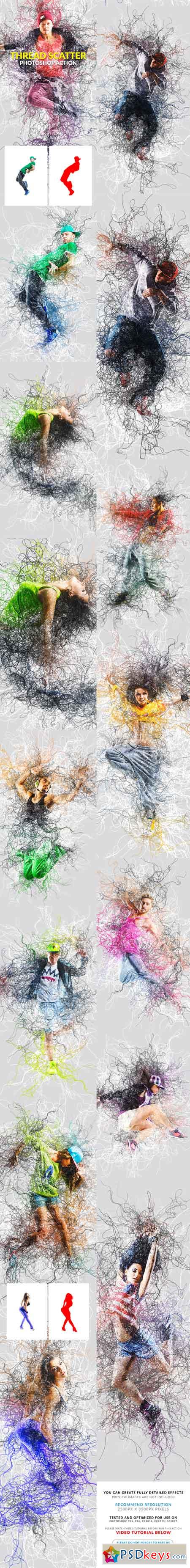 Thread Scatter Photoshop Action 22496418
