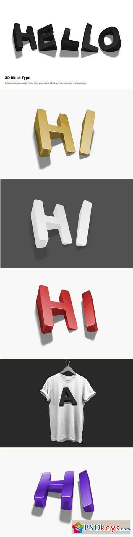 3D Block Typo 135 psd