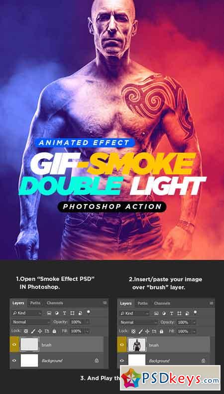 Gif Animated Smoke Double Lighting Photoshop Action 21838009