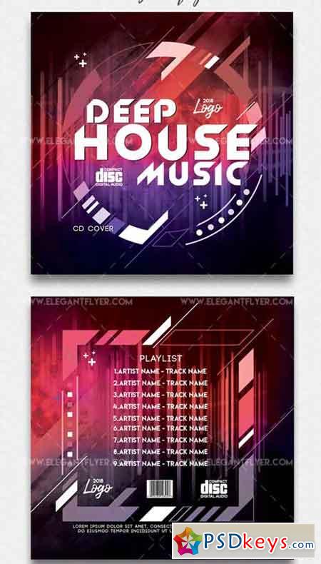 Deep House Music V3 2018 Premium CD Cover PSD Template