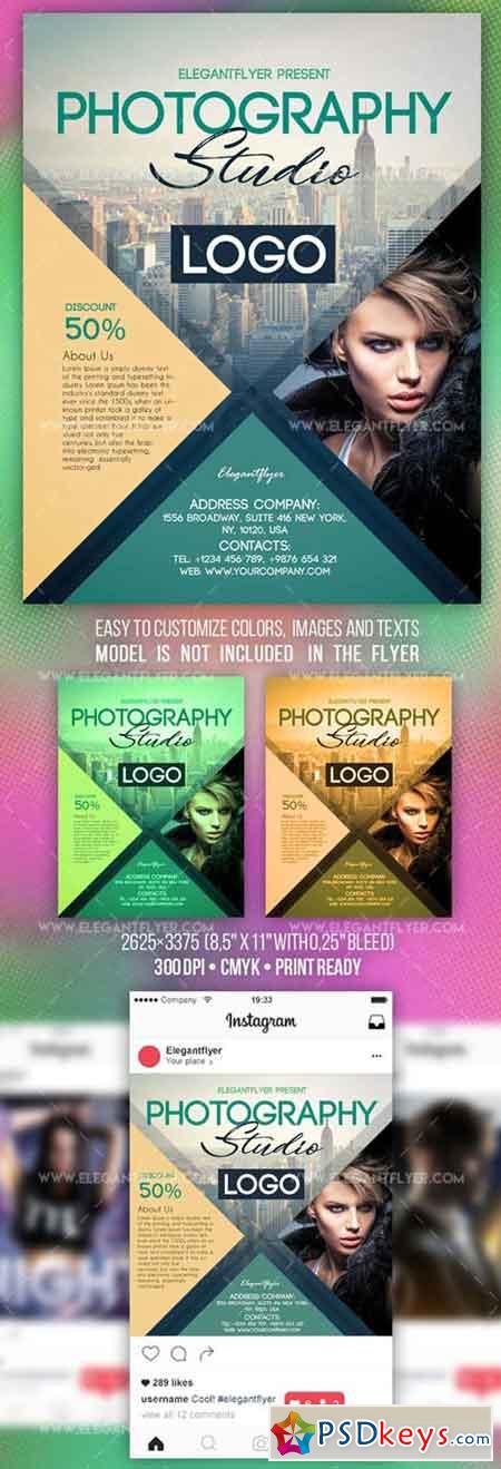 Photography V11 2018 Flyer PSD Template + Instagram template