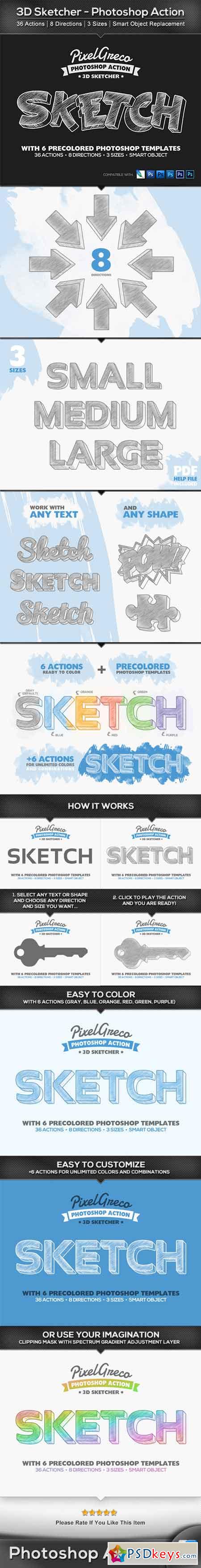 3D Sketcher - Photoshop Action 22510138