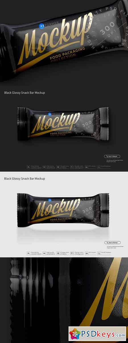 Black Glossy Snack Bar Mockup 3023756
