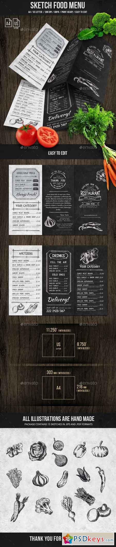 Sketch Trifold Food Menu A4 and US Letter 21239803
