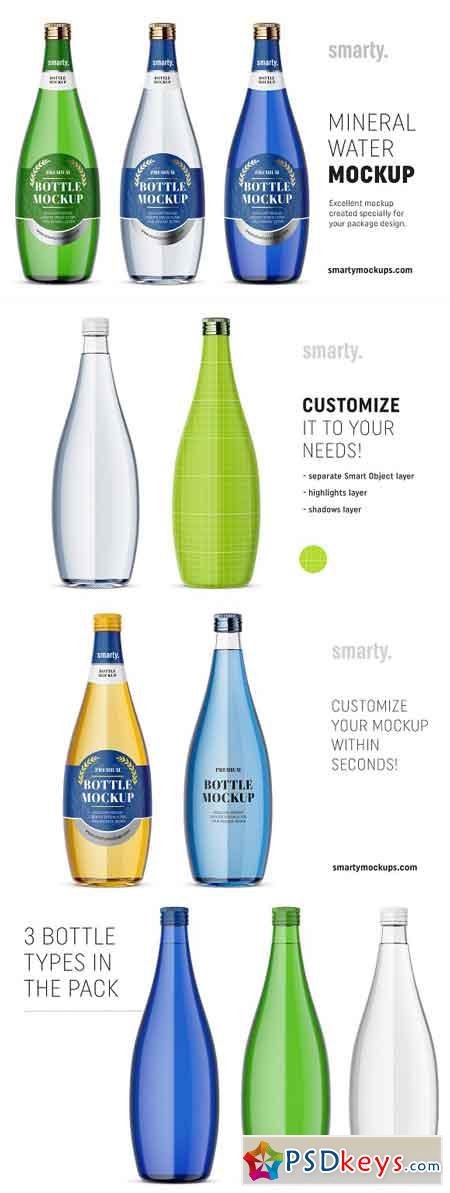Glass mineral water bottle mockups 2975498