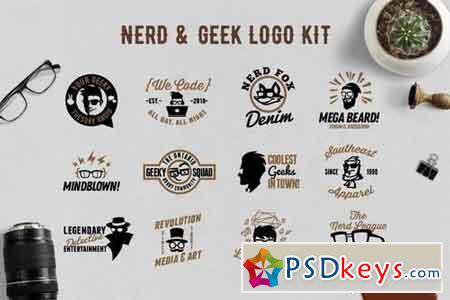 Nerd and Geek Badge Logo Kit