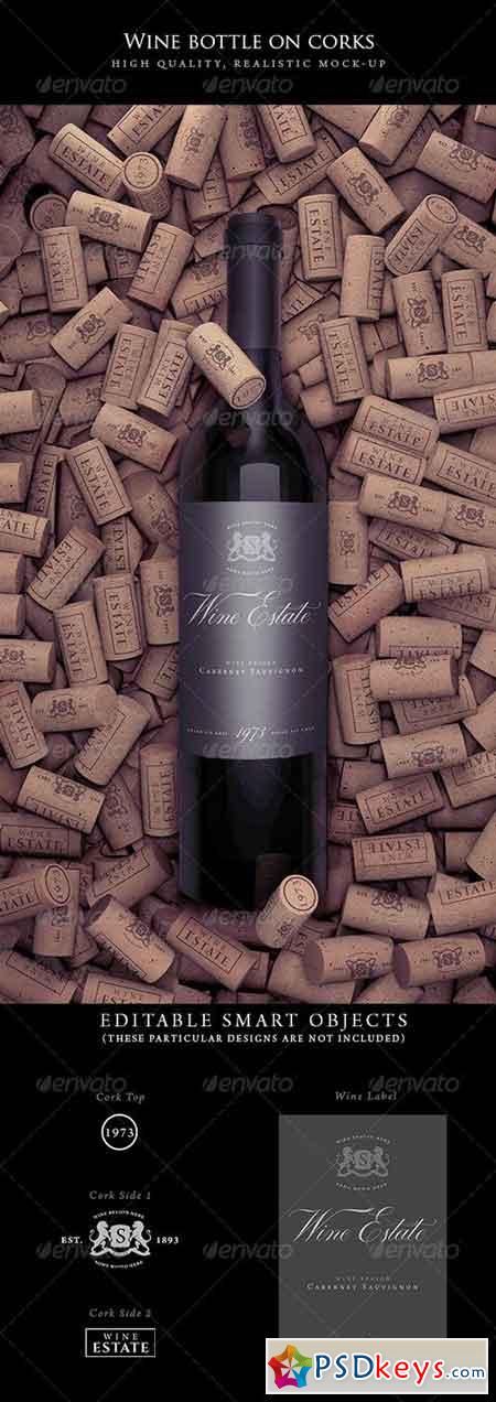 Wine Bottle on Corks Mock-Up 7866895