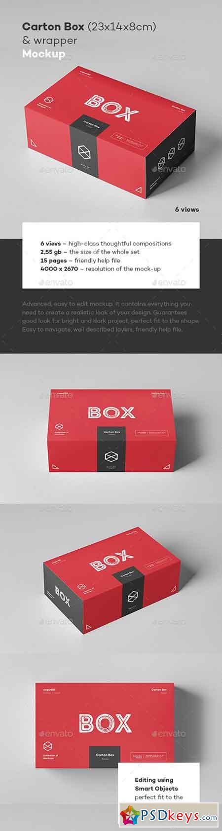 Carton Box Mock-up 23x14x8 & Wrapper 22713078