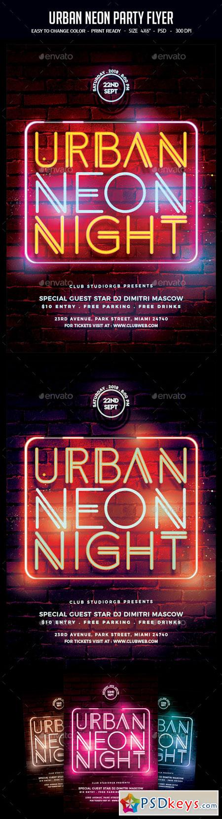 Urban Neon Party Flyer 22668693