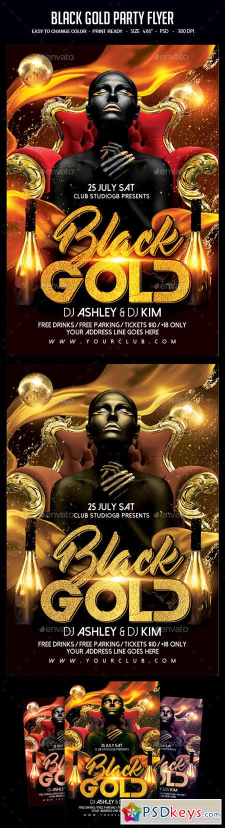 Black And Gold Party Flyer 22675987