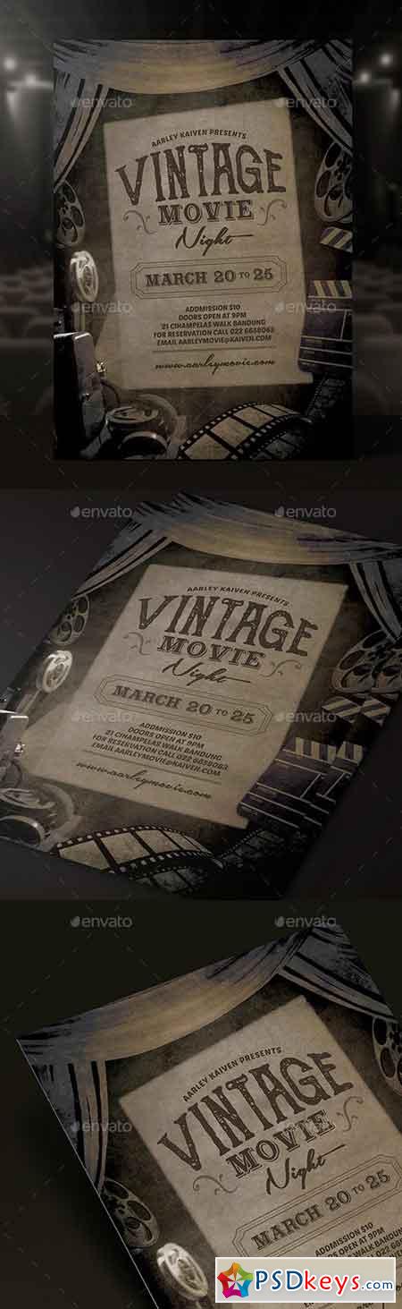 Vintage Movie Night Flyer 18255869