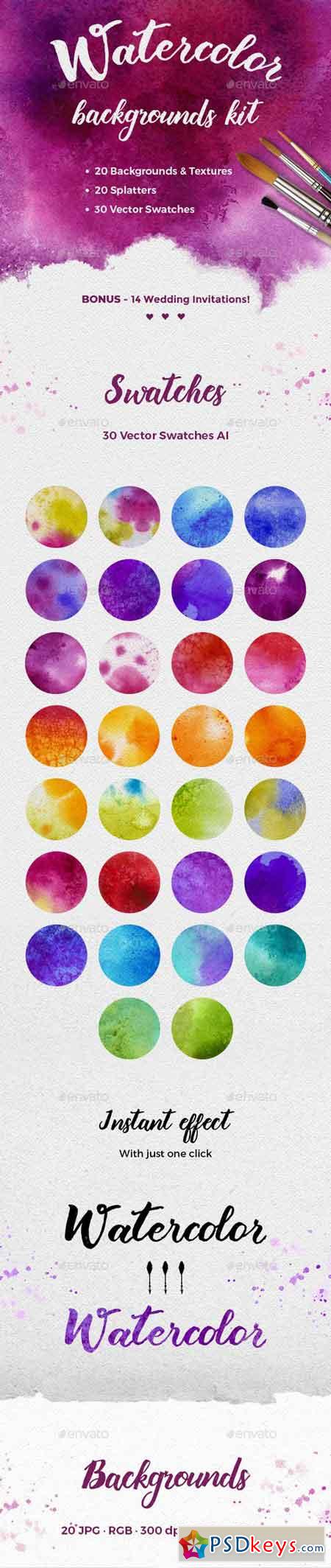 Watercolor Backgrounds Kit 21774505
