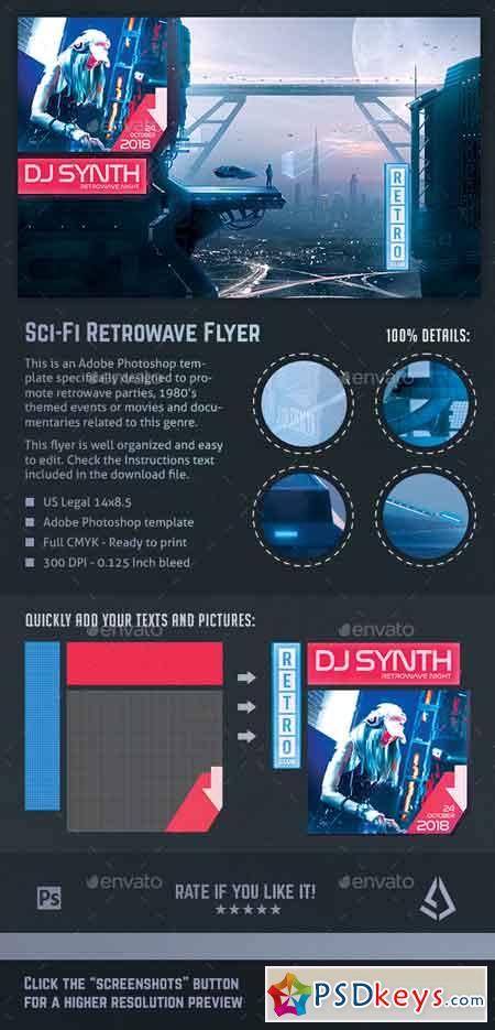 Sci-fi Retrowave Party Flyer Synthwave Poster Template 22663413