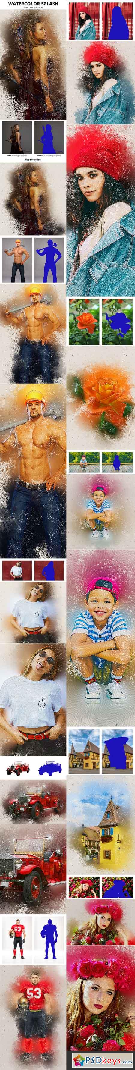 Watercolor Splash Photoshop Action 22654066