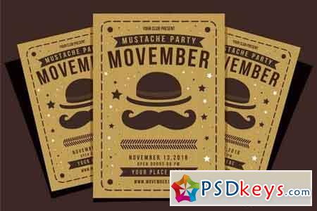 Movember Mustache Party Flyer Template