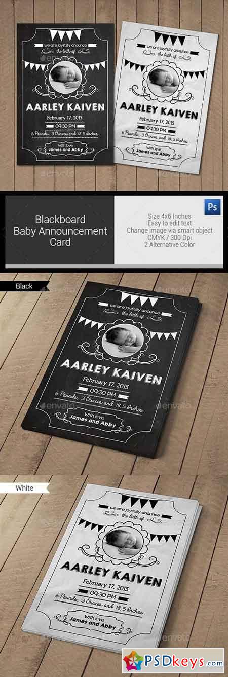 Blackboard Baby Announcement Card 11022472