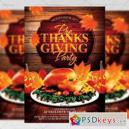 Pre Thanksgiving Party - Seasonal A5 Flyer Poster Template