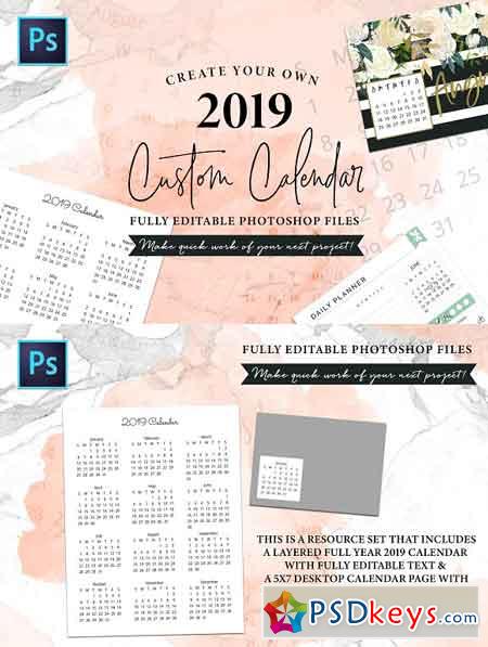 2019 Fully Editable Calendar Kit 2737382