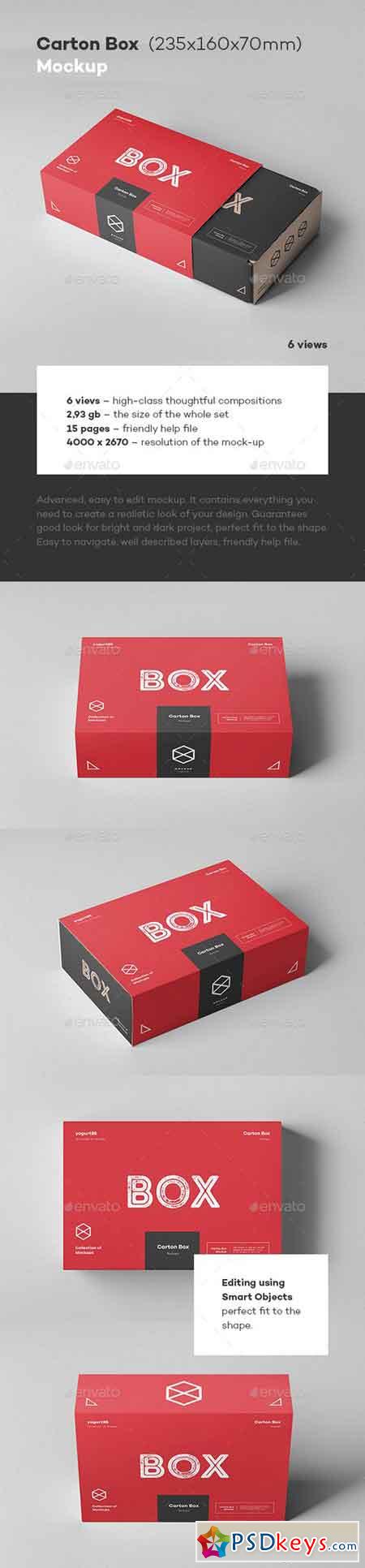 Carton Box Mock-up 235x160x70 & Wrapper 22865162