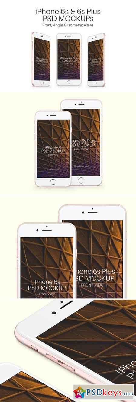 iPhone 6s & 6s Plus Rose Gold PSD Mockups