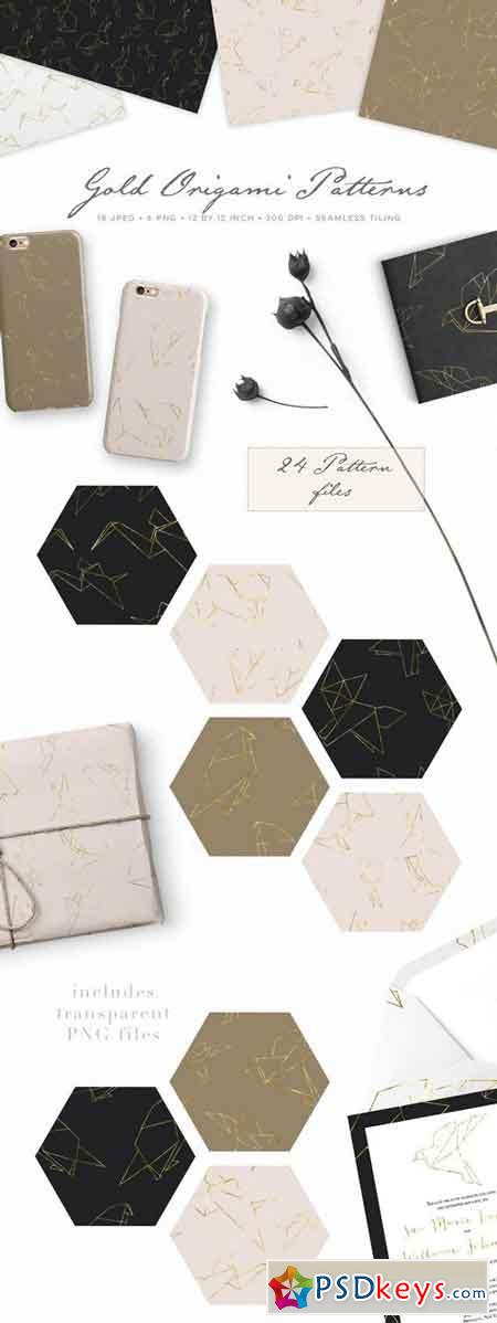 Gold Origami Geometric Patterns 2552829