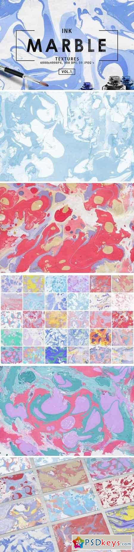 Multicolor Marble Ink Backgrounds Vol 1