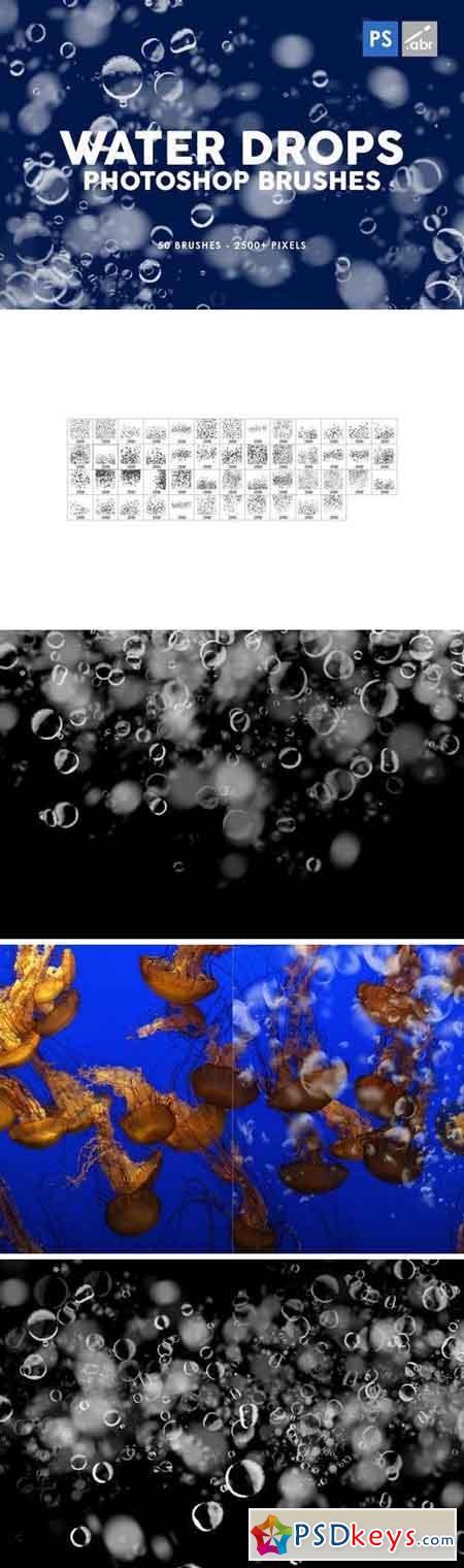 50 Water Drops Photoshop Stamp Brushes
