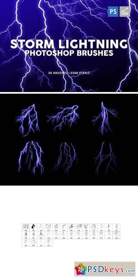 30 Storm Lightning Ptohoshop Stamp Brushes