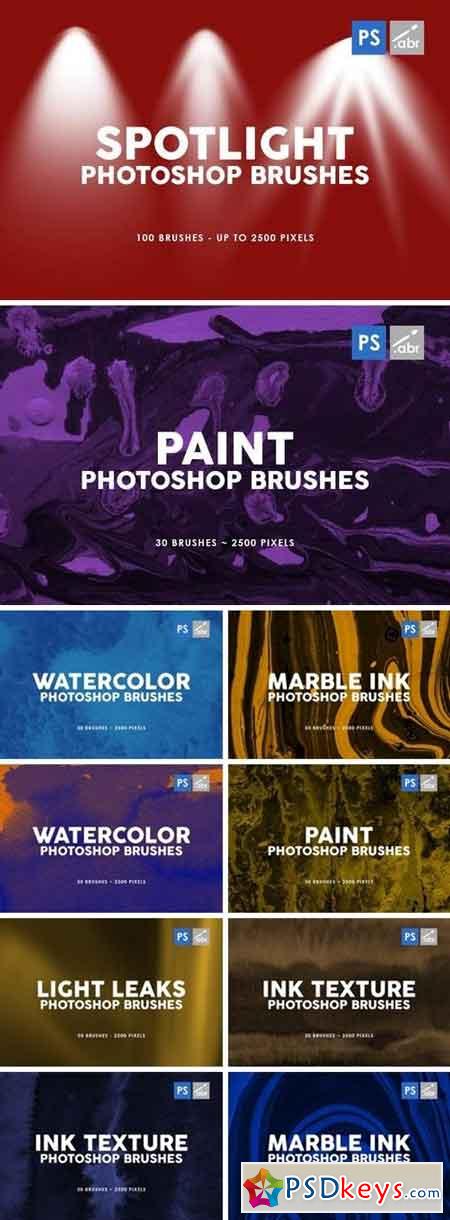 Watercolor Texture Photoshop Brushes Bundle