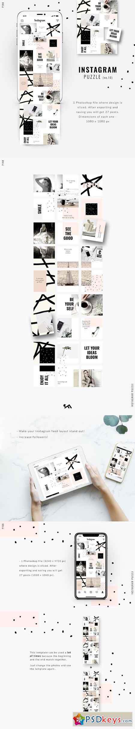 Instagram PUZZLE template - Pink 3247012