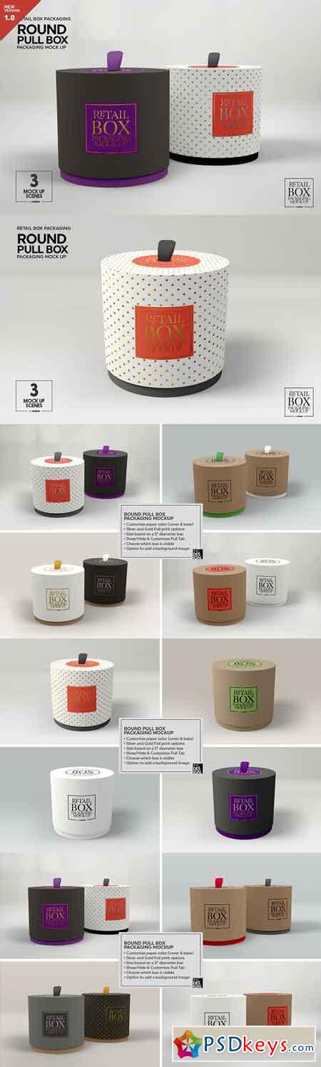 Round Pull Box Packaging Mockup 3246406