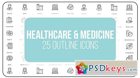 MotionArray - Healthcare And Medicine 25 Outline Icons After Effects Templates 149592
