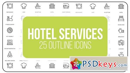 MotionArray - Hotel Service 25 Outline Icons After Effects Templates 149594