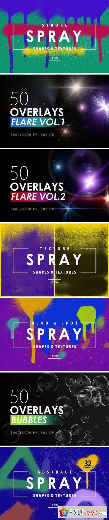 Abstract Spray Shapes and Overlays Bundle