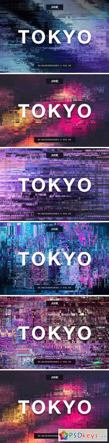 Tokyo City Glitch Backgrounds Vol. 05