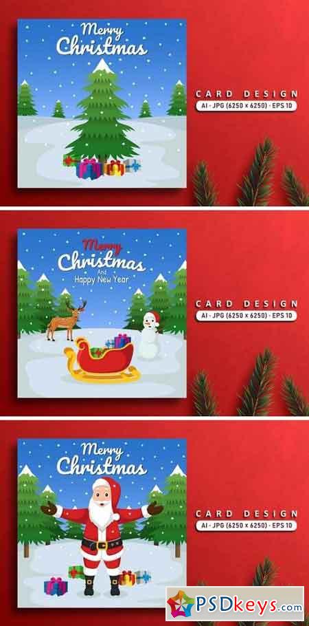 Merry Christmas Vector Card Bundle