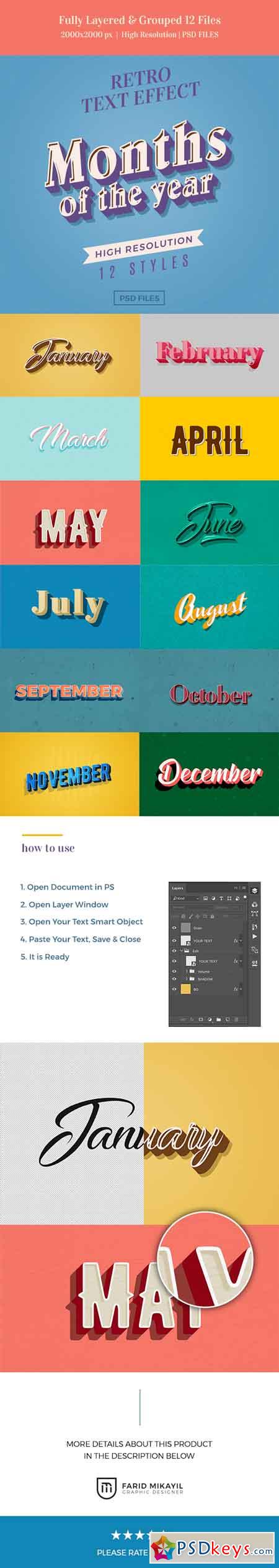 Months of the Year Retro Text Effects 23086037