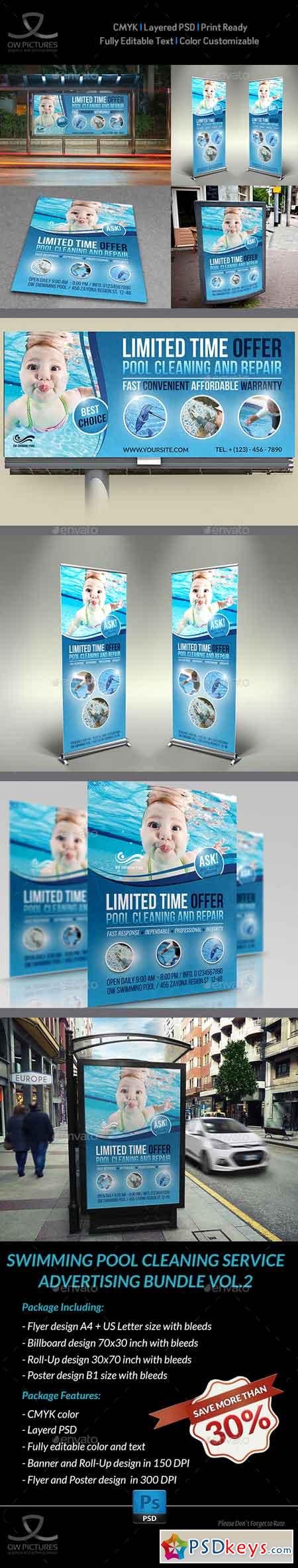 Swimming Pool Cleaning Service Advertising Bundle Vol 2 23051064