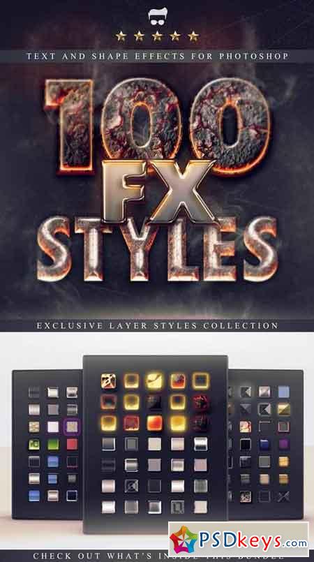 100 Layer Styles Bundle - Text Effects Set 3116716