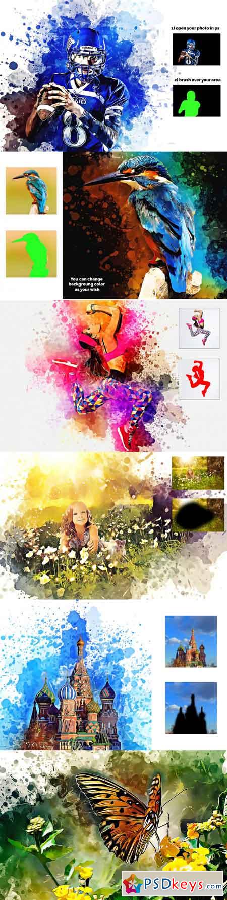 Watercolor Painting Photoshop Action 3365167