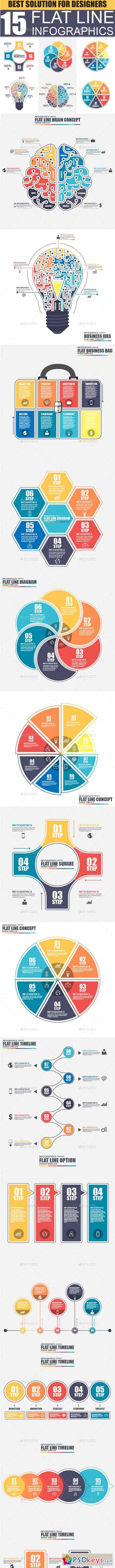 Set of Flat Line Business Infographic 18030289