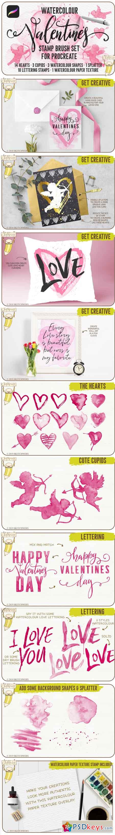 Watercolour Valentines Stamp Set 3378623