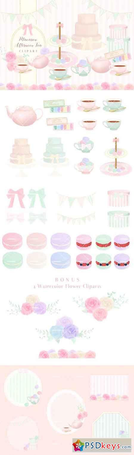 Macaron Afternoon Tea Party Cliparts