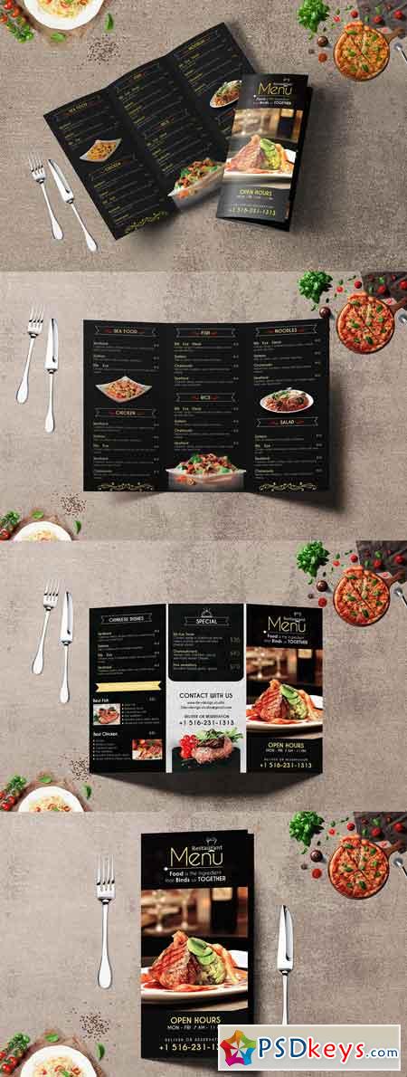 Restaurant Menu Trifold Brochure 3309922