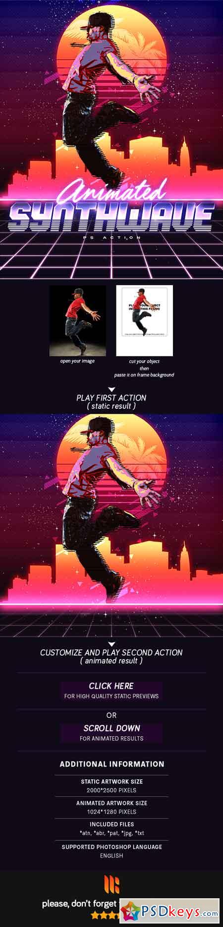Animated 80's Synthwave Poster - Photoshop Action 23109854