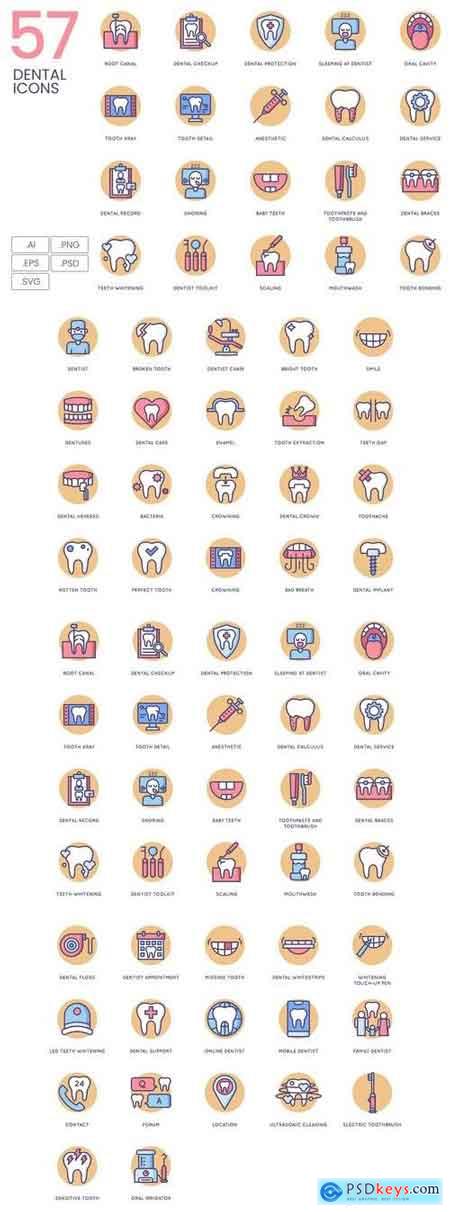 57 Dental Icons Butterscotch Series