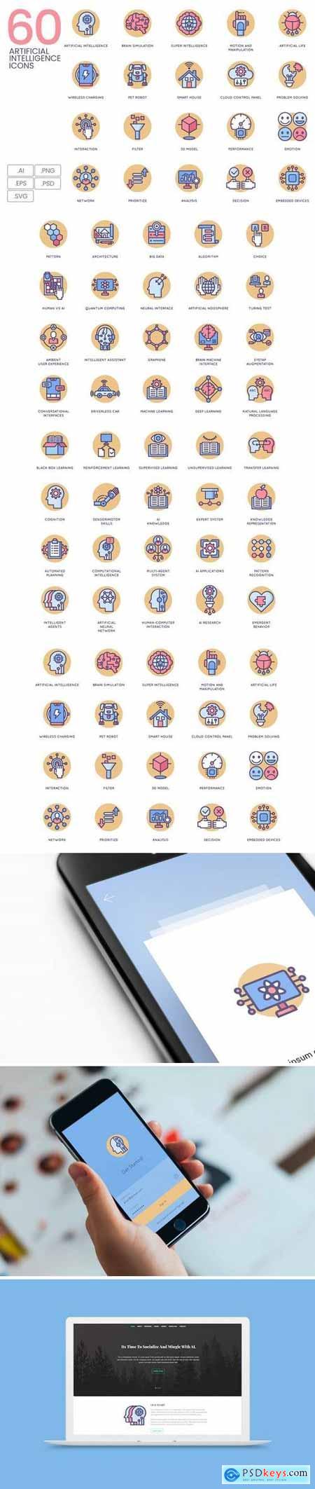 60 Artificial Intelligence Icons Butterscotch