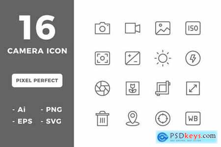 16 Camera Icons (Line)