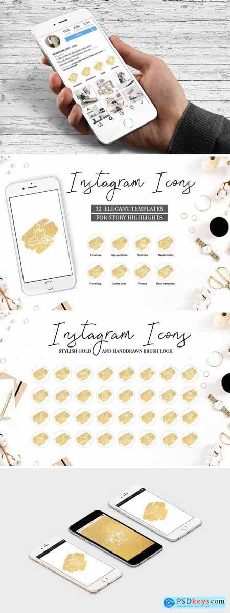 Instagram Highlight Covers V.3 GOLDEN BRUSH