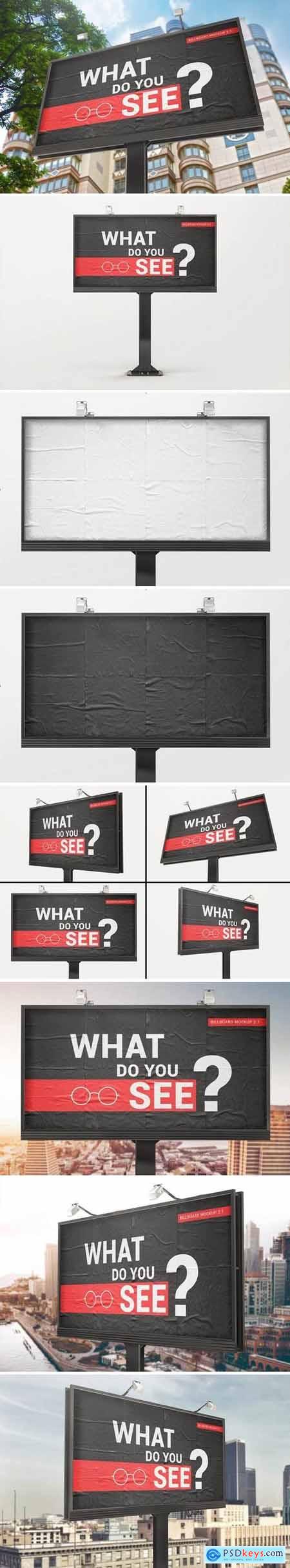 Billboard With Glued Paper Effect Mockups